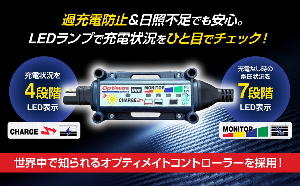 OptiMateソーラーパルス30W /OBDII・ワニ口クリップケーブル、オプティ