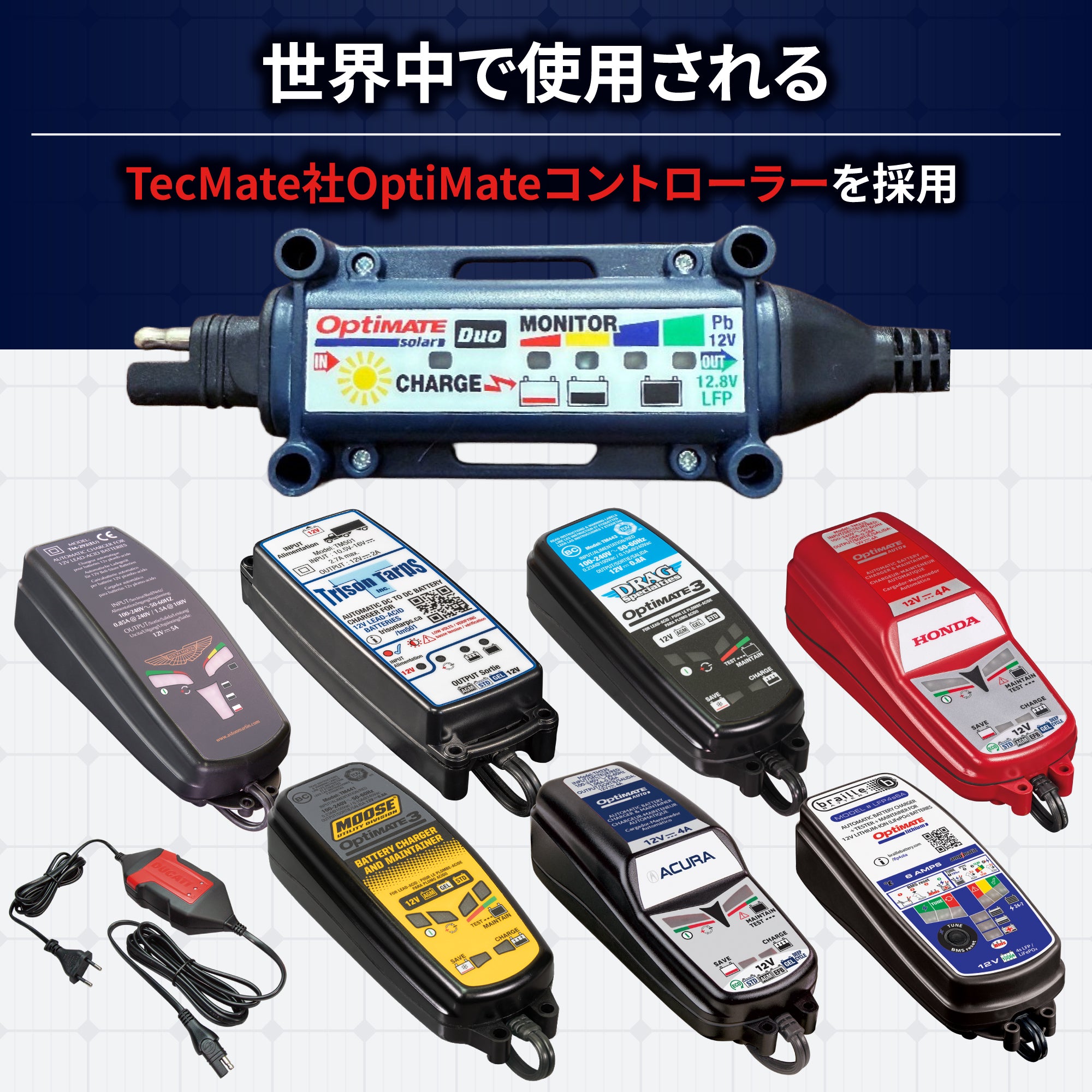 OptiMateソーラーパルス30W /OBDII・ワニ口クリップケーブル、オプティ